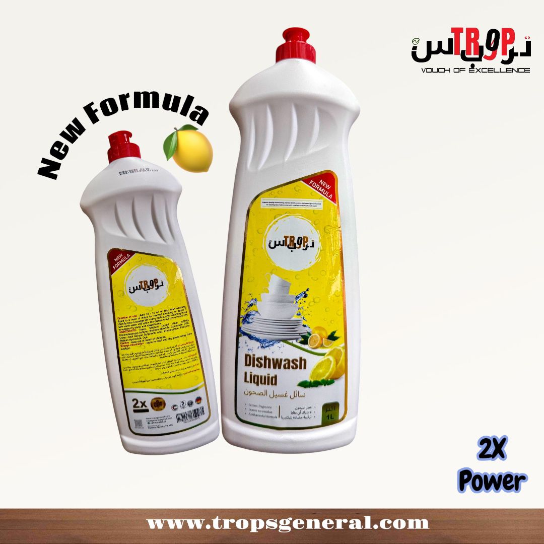 TROPS DISHWASH LEMON 1LTR 2X POWER